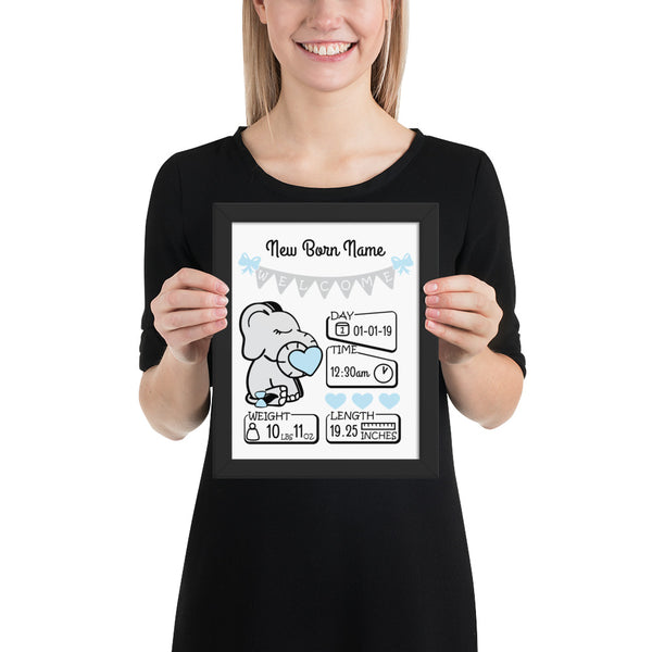 Personalized Birth Announcement (Boy) Framed poster